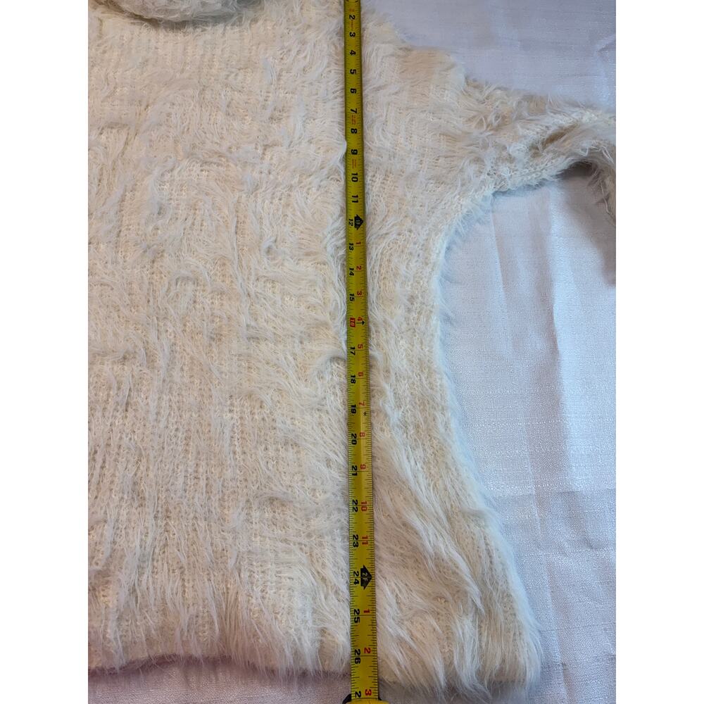 Express White Fuzzy Turtleneck Sweater Size S - image 5